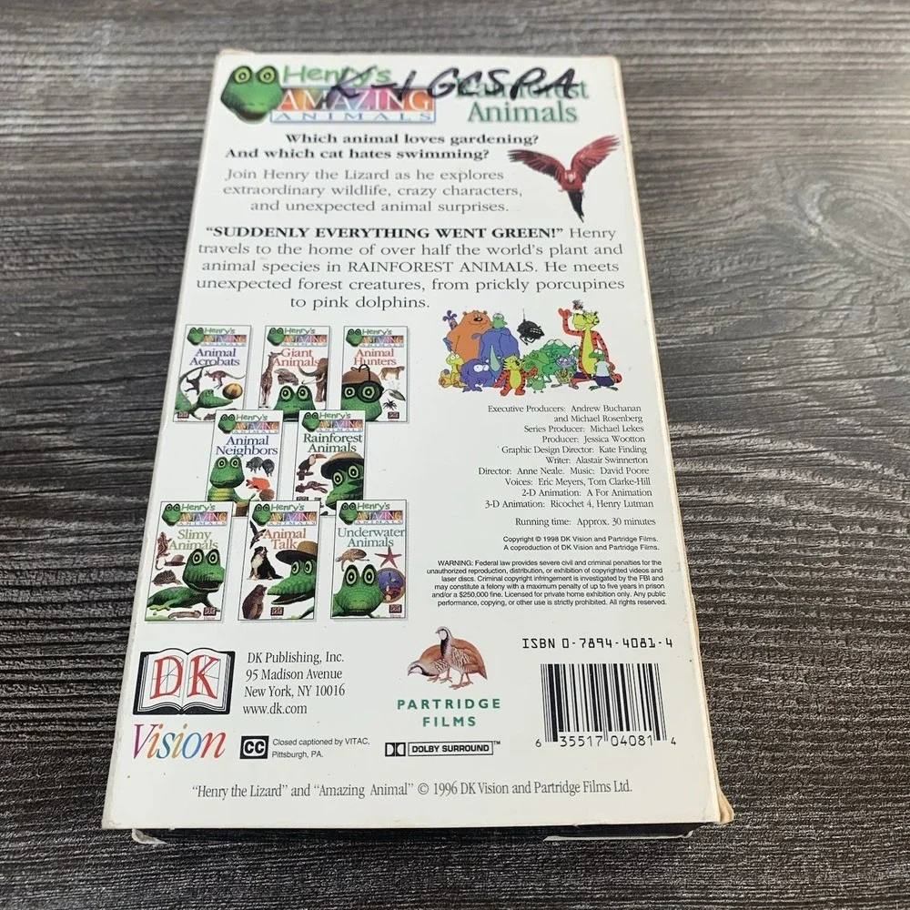 Henry's Amazing Animals Rainforest Animals (VHS, 1996) DK Vision Education Rare‎
